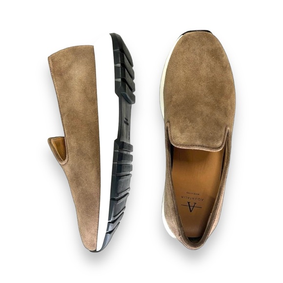 AQUATALIA ♦️SALE Taupe Suede Leather Weatherproof Casual Slip Ons NWT  SZ 5 - Picture 3 of 13